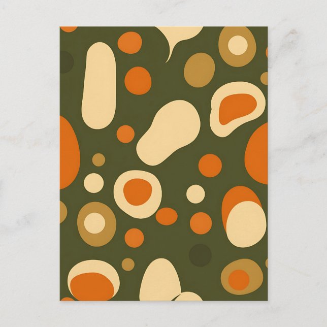 Retro Abstract Organic Shapes Pattern Postcard (Front)