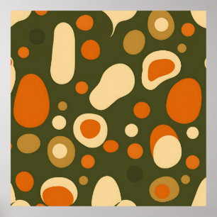 Retro Abstract Organic Shapes Pattern Poster