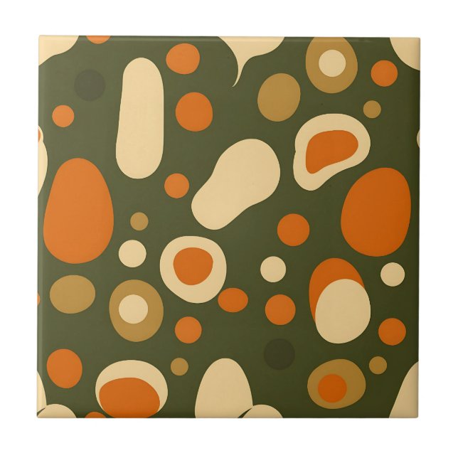 Retro Abstract Organic Shapes Pattern Tile (Front)