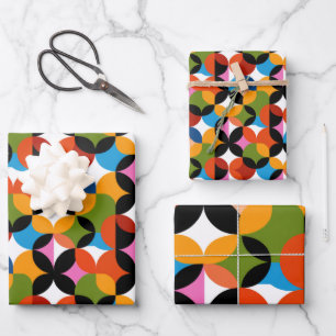 Retro Abstract Pattern Colourful Mid Century Moder Wrapping Paper Sheet
