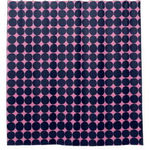 Retro Abstract Pattern Dots Black and pink Shower Curtain
