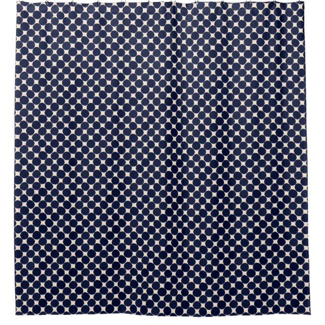 Retro Abstract Pattern Dots Black and White Shower Curtain (Front)