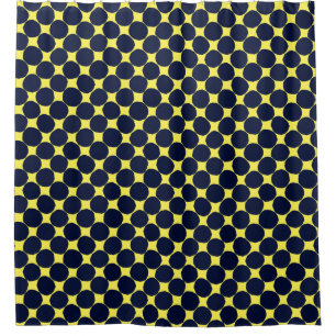 Retro Abstract Pattern Dots Black and yellow Shower Curtain