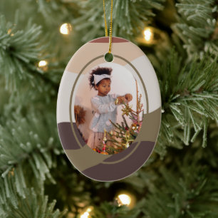 Retro Abstract Photo Christmas Ceramic Tree Decoration