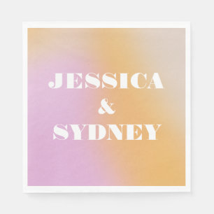 Retro Abstract Pink and Orange Gradient Wedding   Napkin