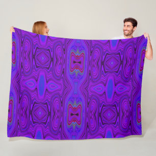 Retro Abstract Purple and Royal Blue Pattern Fleece Blanket