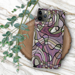 Retro Abstract Purple Violet Squares Art Pattern Case-Mate iPhone Case