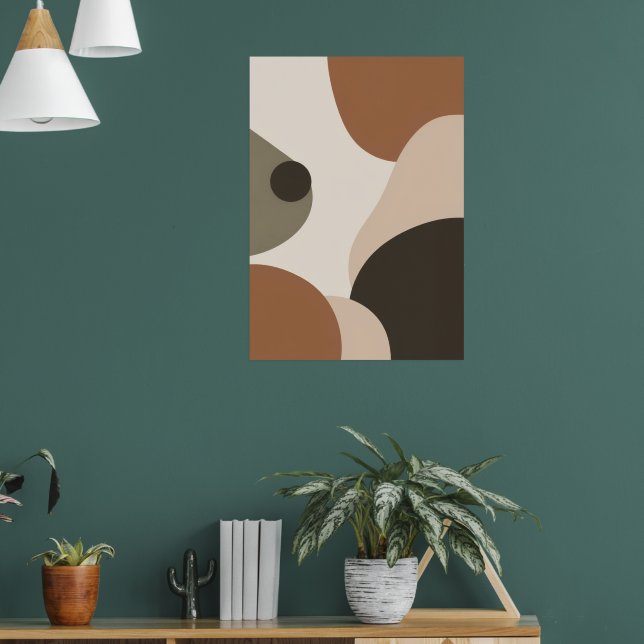 Retro Abstract Shapes Poster | Terracotta Bauhaus (Living Room 1)