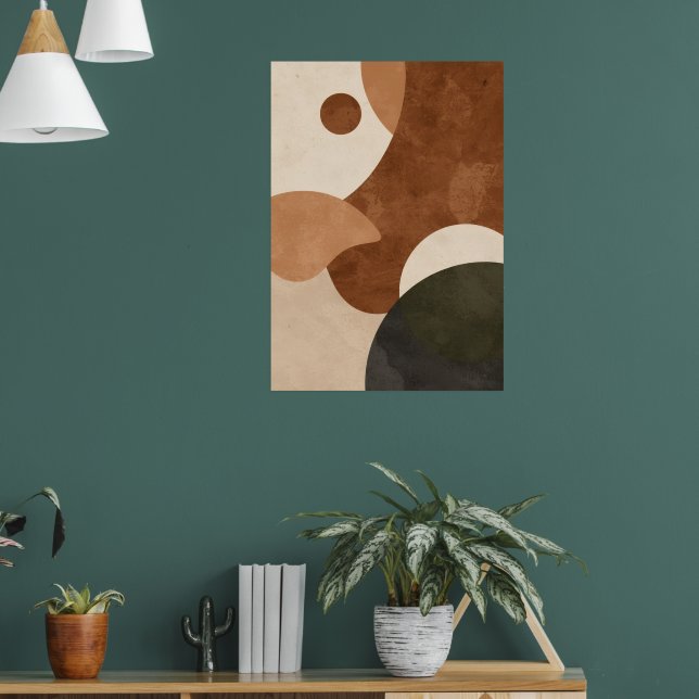 Retro Abstract Shapes Poster | Terracotta Bauhaus  (Living Room 1)