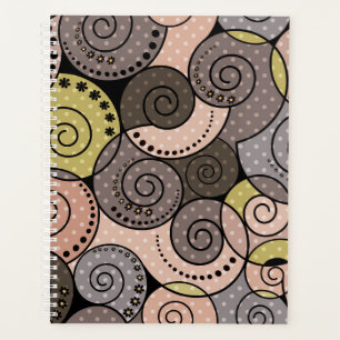 Retro, abstract , spirals planner
