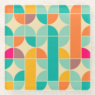 Retro Abstract: Timeless Seamless Design. Glass Coaster