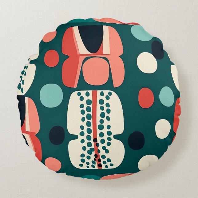 Retro Abstract Totem & Pod Pillow (Front)