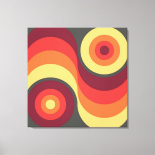 Retro Abstract Wavy Rainbow Squares Abstract Art Canvas Print