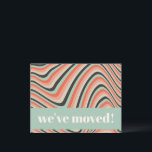 Retro Abstract Wavy Stripes Peach Moved Address Postcard<br><div class="desc">Announce your new home in style with this Abstract Wavy Stripes Aqua and Peach We’ve Moved Postcard. The playful waves and soothing colours of aqua and peach create a fun, personalised way to share your new address. It’s the perfect blend of modern design and cheerful vibes for your big move....</div>