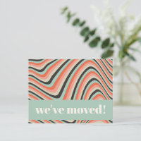 Retro Abstract Wavy Stripes Peach Moved Address