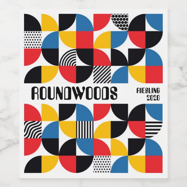 Retro Abstract Wine Label (Single Label)