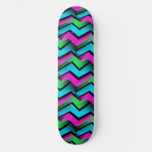 Retro Abstract Zigzag Pattern Skateboard