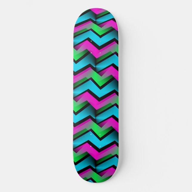 Retro Abstract Zigzag Pattern Skateboard (Front)