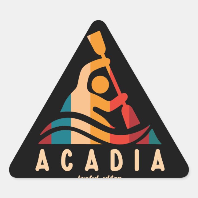 Retro Acadia Kayaking Triangle Sticker (Front)