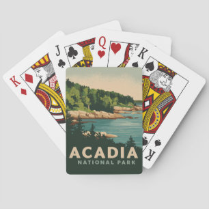 Retro Acadia National Park Bar Harbour Playing Cards