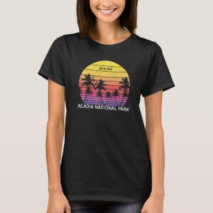 Retro Acadia National Park Beach Surf Vintage Palm T-Shirt