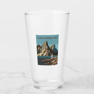 Retro Acadia National Park Landscape Glass