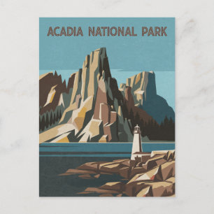 Retro Acadia National Park Landscape Postcard