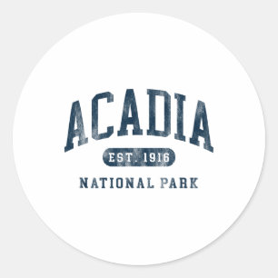 Retro Acadia National Park Maine Est 1916 Mens Wom Classic Round Sticker