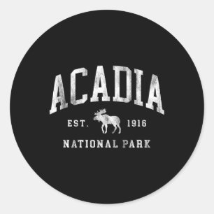Retro Acadia National Park Maine Est 1916 Mens Wom Classic Round Sticker