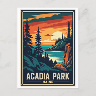 Retro Acadia National Park Postcard