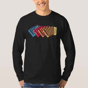 Retro Accordion Accordionist Musician Harmonica In T-Shirt