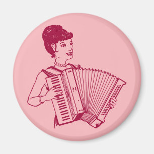 Retro Accordion Lady Magnet