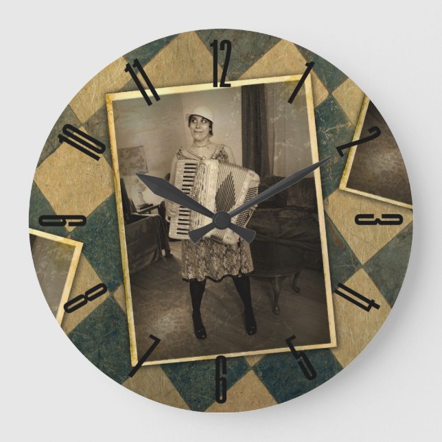 Retro Accordion Large Clock (Front)