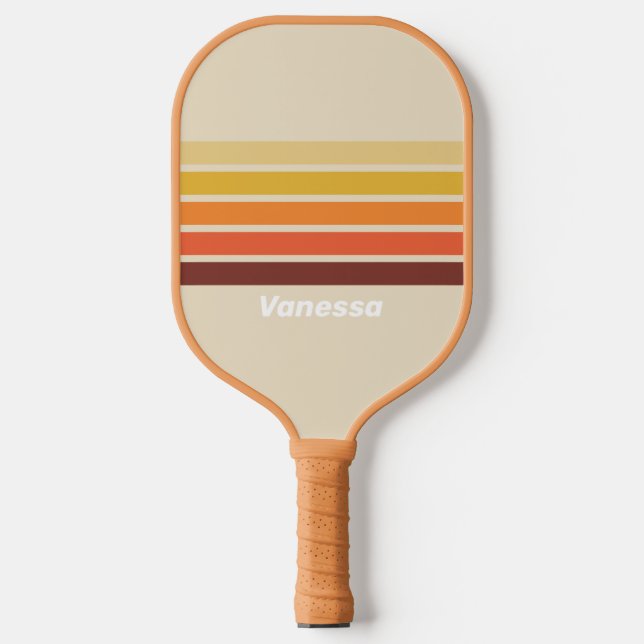 Retro Across Striping with Name Pickleball Paddle (Front)