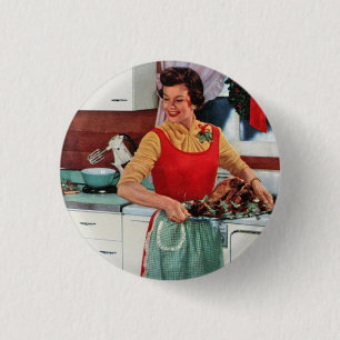 Retro ad - 1950s vintage housewife 3 cm round badge