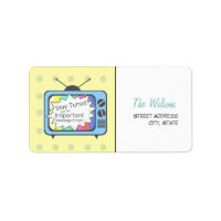 Retro Address Label - Blue TV Set