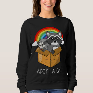 Retro Adopt A Cat Forbidden Cats Racoon Opossum Sweatshirt