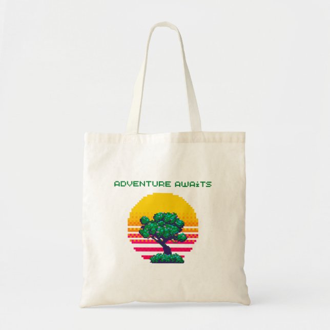 Retro Adventure Awaits Gamer Tote Bag (Front)