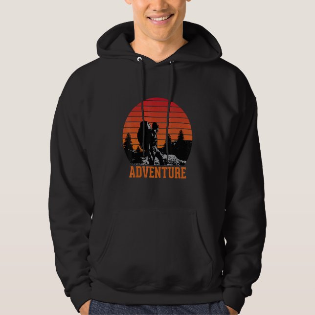 Retro Adventure Backpacker Enthusiast Mountain exp Hoodie (Front)
