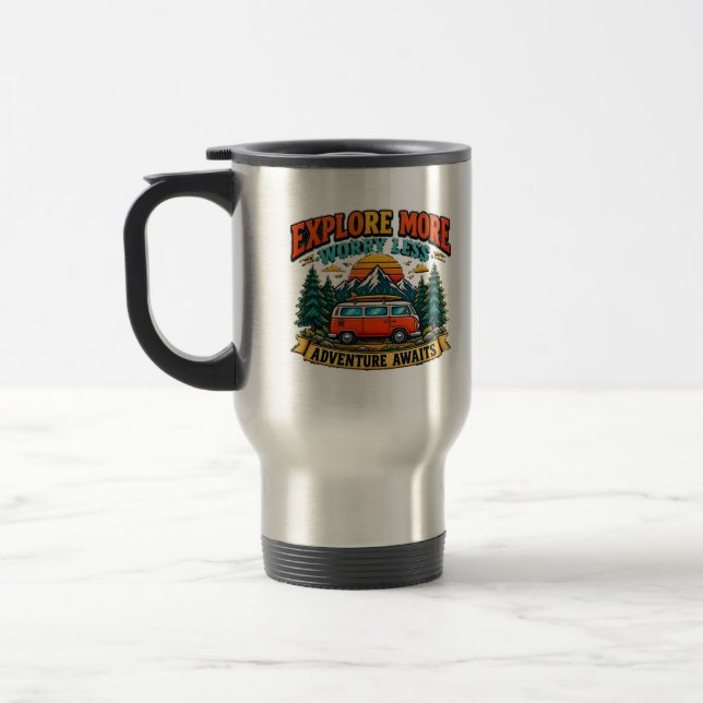 Retro Adventure Camping Coffee Mug | Explore More  (Left)