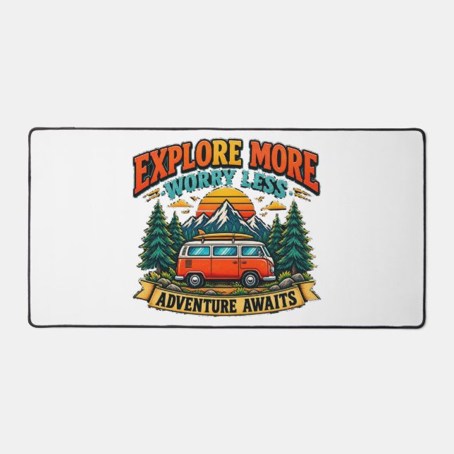 Retro Adventure Camping Desk Mat (Front)