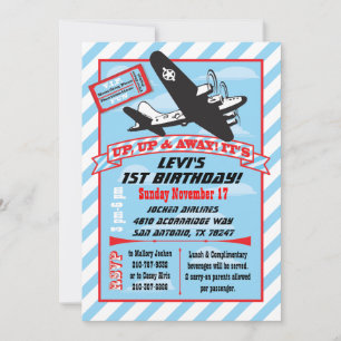 Retro Aeroplane Birthday Party Invitations