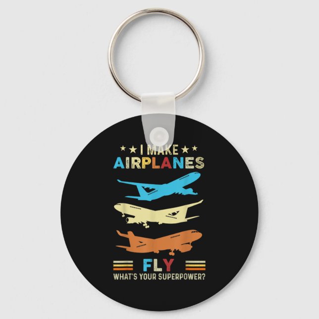 Retro Aeroplane Heartbeat Lot Flying Cool Aviator  Key Ring (Front)