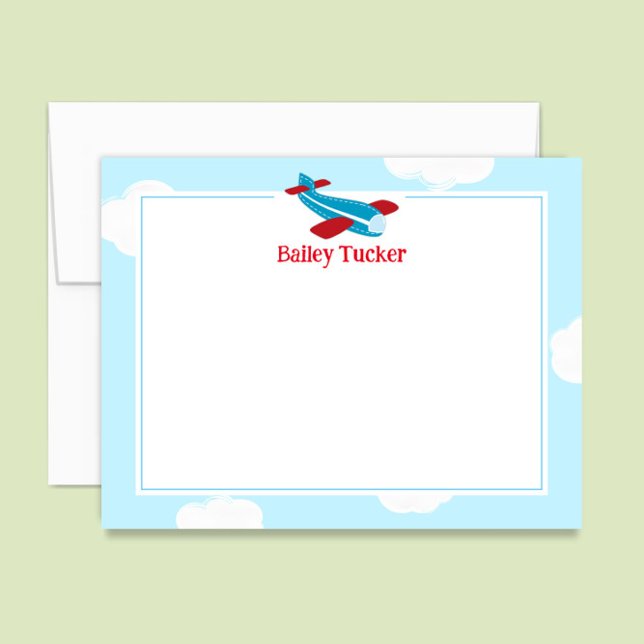 Retro Aeroplane Little Aviator Boy Stationery Card (Creator Uploaded)