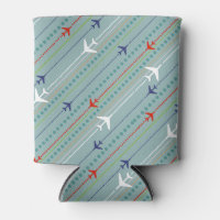 Retro Aeroplane Pattern Can Cooler