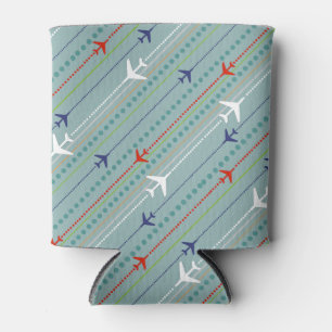 Retro Aeroplane Pattern Can Cooler