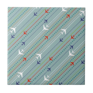 Retro Aeroplane Pattern Ceramic Tile