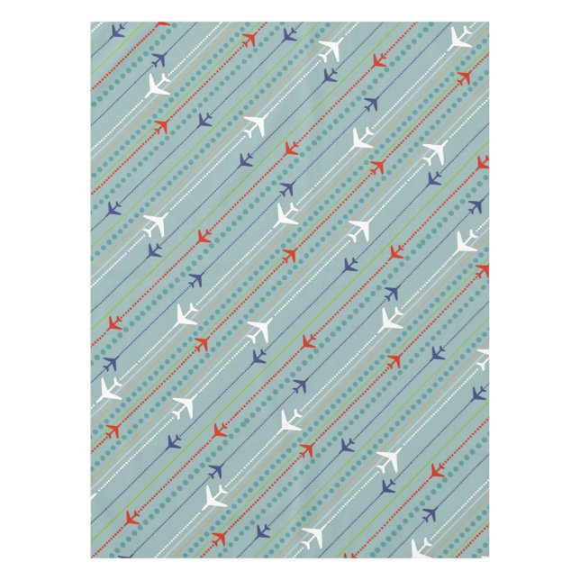 Retro Aeroplane Pattern Cloth Tablecloth (Front)
