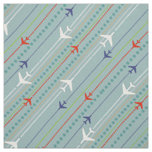 Retro Aeroplane Pattern Fabric