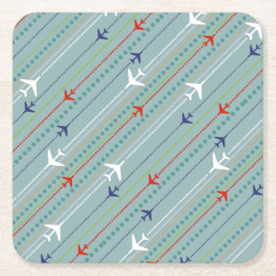 Retro Aeroplane Pattern Marble Hard Paper Coasters
